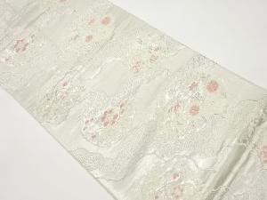 流水に花々模様織出し袋帯